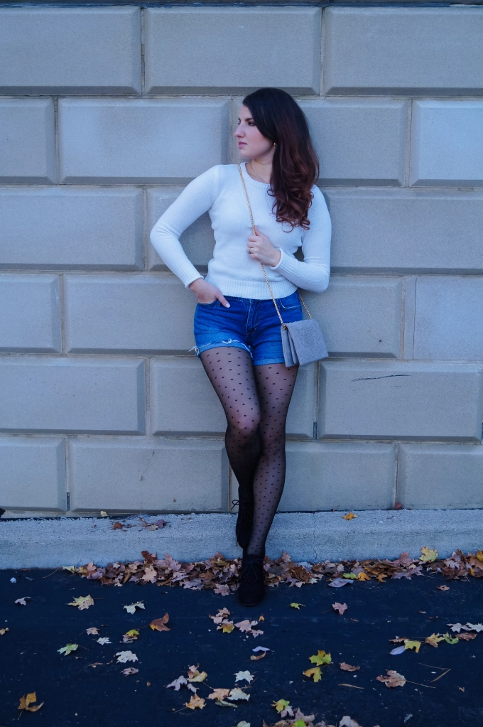 Jean shorts and leggings or tights are a good way to go, too!